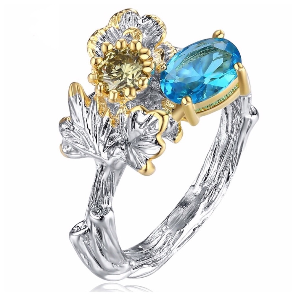 Swarovski Crystals & Zircon The Tari Twisted Vine Ring - Picture 1 of 5